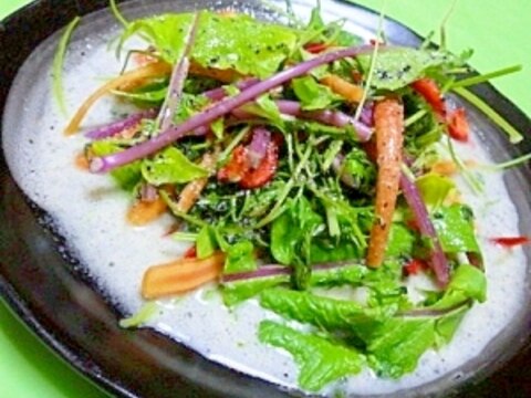彩り京野菜のフレッシュサラダ和風黒胡麻ドレッシング